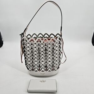 Kate Spade New York Dolly Perforated Leather Spade Bucket Bag White Bund…